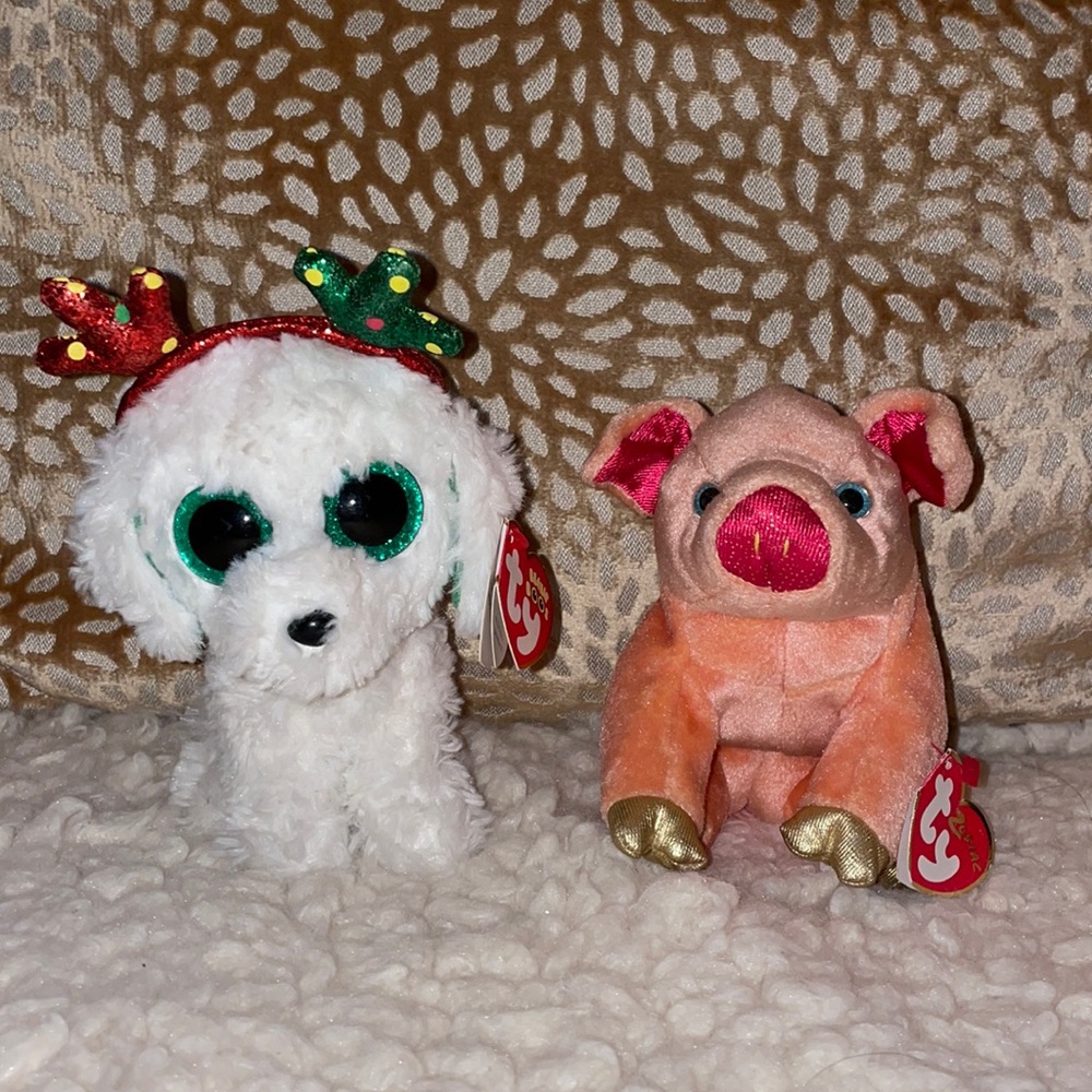 TY Zodiac Beanie Babies “Pig” and Beanie Boos “Sugar” Set of 2